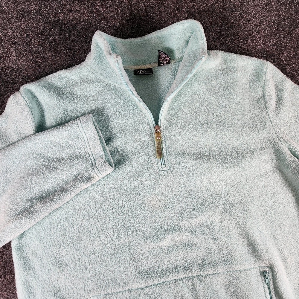 New York & Company Sweater Women's M Quarter Zip Mock‎ Neck Light Blue Preppy